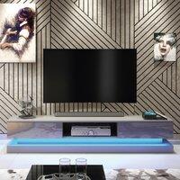 Creative Furniture Bloom TV Unit 180cm - A Functional & Contemporary Cabinet with Gloss Doors & LED Lights in Dark Grey