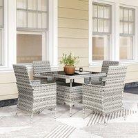 OUTSUNNY 4 Seater Rattan Garden Furniture Set with Cushion, Mixed-Grey in Mid Grey