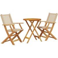 Berkfield Home 3 Piece Bistro Set Beige Poly Rattan & Solid Wood