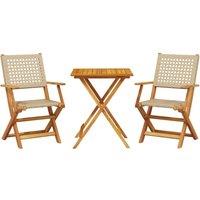 Berkfield Home 3 Piece Bistro Set Beige Poly Rattan & Solid Wood