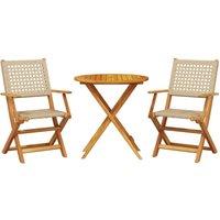 Berkfield Home 3 Piece Bistro Set Beige Poly Rattan & Solid Wood