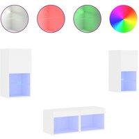 Berkfield Home 4 Piece TV Wall Cabinets with LED Lights White