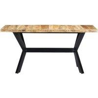 Berkfield Home Dining Table 160x80x75 cm Solid Rough Mango Wood in Brown | Size: 160 x 80 x 75 cm