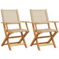 Berkfield Home Garden Chairs 2 pcs Beige Solid Wood Acacia & Poly Rattan