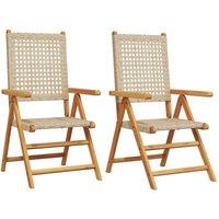 Berkfield Home Garden Chairs 2 pcs Beige Solid Wood Acacia & Poly Rattan