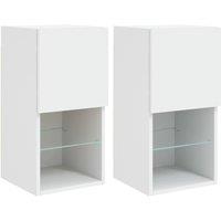 Berkfield Home TV Cabinets with LED Lights 2 pcs White 30.5x30x60 cm
