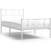Berkfield Home Metal Bed Frame with Headboard & Footboard White 90x190 cm Single