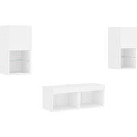 Berkfield Home Modern 4 Piece TV Wall Cabinets with LED Lights White