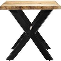 Berkfield Home Durable Dining Table 160x80x75 cm Solid Rough Mango Wood in Brown | Size: 160 x 80 x 75 cm