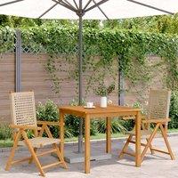 Berkfield Home Beautiful Garden Chairs 2 pcs Beige Solid Wood Acacia & Poly Rattan