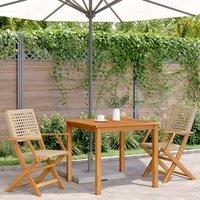 Berkfield Home Beautiful Garden Chairs 2 pcs Beige Solid Wood Acacia & Poly Rattan