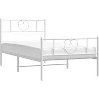 Berkfield Home Metal Bed Frame with Headboard & Footboard White 90x190 cm Single