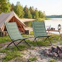 Gymax 2-pack Folding Beach Chairs Padded Camp Chairs For Adults Fishing in Green