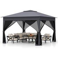 Gymax 3.3m X 3.3m Pop up Gazebo 3 Height Adjustable Pavilion Canopy Tent in Dark Grey