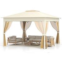 Costway 338 x 338 CM Pop Up Gazebo Foldable Canopy Tent w/Mesh Netting in Beige