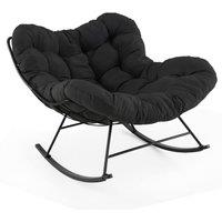 Costway Indoor Outdoor Rocking Chair Oversized Egg Papasan Chair in Black