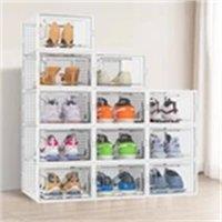 Nordara White-12 pcs Large Box Transparent Clear Plastic Stackable in White | Size: 500mm