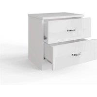 Nordara 2 Drawer Bedside Table Cabinet High White Furniture Matt Frame | Size: 50 cm x 50 cm