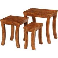 Berkfield Home Nesting Table Set 3 Pieces Solid Acacia Wood 50x35x50 cm Brown | Size: 50 x 35 x 50 cm