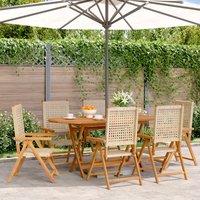 Berkfield Home Reclining Garden Chairs 6 pcs Beige Poly Rattan & Solid Wood