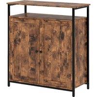 Levede Storage Cabinet Walnut 2 Doors Sideboard Adjustable Industrial Style