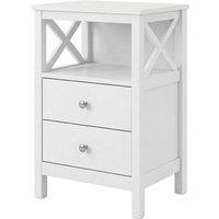 Levede Bedside Table Wood Nightstand Cabinet 2 Storage Drawers Open Shelf in White
