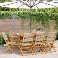 Berkfield Home Folding Garden Chairs 8 pcs Beige Poly Rattan & Solid Wood