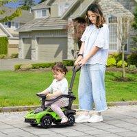 AIYAPLAY 2 in 1 Baby Ride on Push Car Toddler Push Along Car with Parent Handle in Green