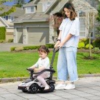 AIYAPLAY 2 in 1 Baby Ride on Push Car Toddler Push Along Car with Parent Handle in White