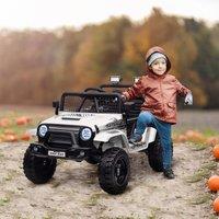 AIYAPLAY Kids Ride On Car, 12V Electric Truck w/ Suspension in White