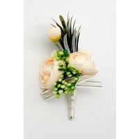 XPOSED Men's Elegant Tuxedo Flower Wedding Boutonniere Lapel Pin For Formal Events in Cream