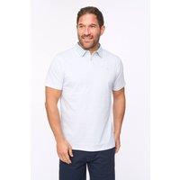 Bewley&Ritch Men's Calvert 100% Cotton Geometric Print Contrast Collar Polo Shirt in Light Blue | Size: Large