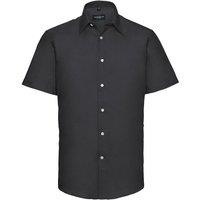 Russell Collection Men's Oxford Tailored Short-Sleeved Shirt in Black | Size: 16.5 in