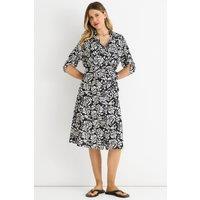 Gini London Women's Black Button Through Belted Shirt Midi Dress | Size: Large/XL