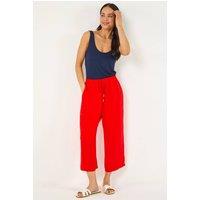 Roman Women's Petite Elasticated Waist Cropped Trousers in Red | Size: 14
