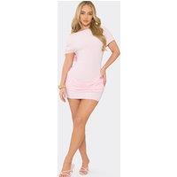 EGO Women's Short Sleeve Cowl Back Mini Dress in Baby Pink | Size: 10