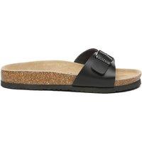 EverAu Australia Women's Swan Leather Easy Slip-On Sandals in Black | Size: 5