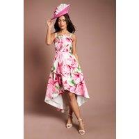 Coast Women's Lisa Tan Bow Detail Floral Printed Midi Dress in Ivory | Size: 16