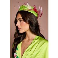 Coast Women's Lisa Tan Petal & Quill Detail Pill Box Fascinator in Lime