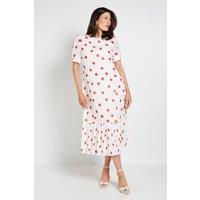 Wallis Women's Polka Dot Pleated Hem Midi Dress in Ivory | Size: 12