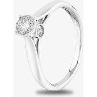 T.H.Baker Women's 9ct White Gold 0.50ct Diamond Bridge Accent Ring in Silver | Size: Medium