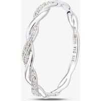 T.H.Baker Women's 9ct White Gold 0.07ct Diamond Twist Eternity Ring in Silver | Size: Medium