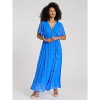 South Beach Women's Sequin Detail Button Detail Maxi Dress in Blue | Size: 12