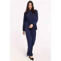 Liquorish Women's Navy Pleated Co-Ord Top & Trousers