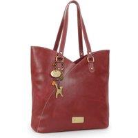 Catwalk Collection Handbags Women's Abigail Large Leather Tulip Tote Bag in Red