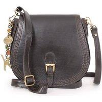 Catwalk Collection Handbags Women's Isabella Leather Saddle Bag With Adjustable Cross Body Strap in Brown | Size: Medium