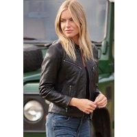 Ashwood Leather Women's 'lolita' Real Leather Mandarin Collar Biker Jacket in Black | Size: 14