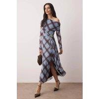 WOVCOR Women's Asymmetric Neck Accessory Detail Slit Maxi Lined Dress | Size: Small