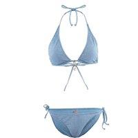WOVCOR Women's Triangle Tie Side Bikini Set with Halterneck Top in Blue | Size: 6