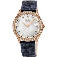 Gevril Women's Morcote Swiss Diamond 10251 Italian Leather Swiss Quartz Watch in Dark Navy